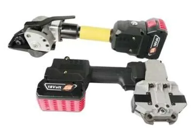 Battery operated steel strapping tool